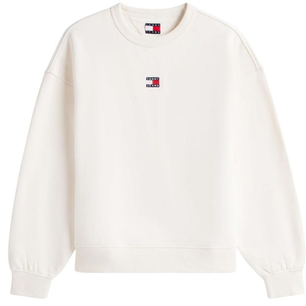 Tommy Jeans Womens/Ladies Button Crew Neck Boxy Sweatshirt / White